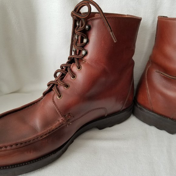 Cole Haan Leather Boots Mens 13 Brown Moc Toe 1145 Lace Up Ankle Vintage - Picture 8 of 13
